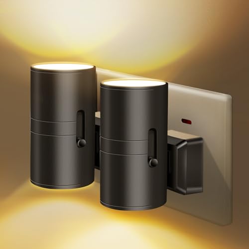 Night Light 3000K, 2 Pack Modern LED Night Light Plug in Wall with Smart Light Sensor, 0-100LM Adjustable Brightness, Dimmable Night Lamp for Bedroom, Hallway, Stair, Bathroom, Laundry, Corridor