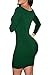 LaSuiveur Women Long Sleeve Sexy Bodycon Dresses Low Scoop Neck Stretch Cocktail Party Dress Dark Green L