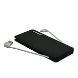 Eoso 10000mah Ultra Slim Dual Port USB Fast Charging Portable Power Bank Built-in Micro USB Cable External Battery Charger Pack for iPhone Samsung Galaxy HTC iPad Tablets Pc (10000mah Black)