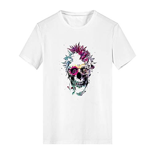 Ximandi Fashion Men's 3D Printing Round Neck Casual Short Sleeve Shirt Top Blouse White - Thumbnail 3