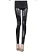LOCOMO Women Faux Leather Mesh Inset Footless Legging