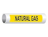 Natural Gas (Black Legend On Yellow Background) Pipe Label Decal, 8x2 inch 5-Pack Vinyl for Pipe Markers Hazmat by ComplianceSigns