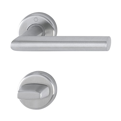 Hoppe Maniglia Utrecht – su rosetta WC, per porte dello spessore di 39 – 47 mm, in acciaio inox opaco, 1 pezzi, 3884657