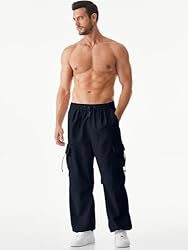 JMIERR Parachute Pants for Men Fasion Loose Fit