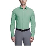 slim fit dress slacks Van Heusen Men's All Way Stretch Printed Long Sleeve Shirt, Blue, XL