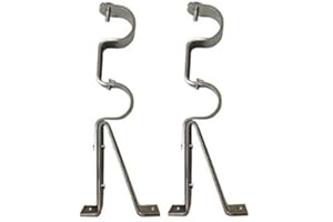 TEJATAN - Double Curtain Rod Brackets - 1 Inch Diameter, Silver (Set of 2) (Can Also be Known as - Double Drapery Rod Bracket Set for Draperies/Adjustable Bracket for Double Curtain Rod)
