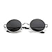 Menton Ezil Round Vintage Mirror Lenses UV protection Polarized unisex Small Hippie Syle Sunglasses for Men With Black Silver Metal Frame Black Lens ME8124