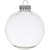 Crafters Square Clear DIY Plastic Globe Hanging 4in Inch Round Ornament Decoration Paintable Fillable, Christmas