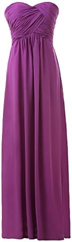 Kiss Dress Women's Sweetheart Chiffon Long Bridesmaid Dresses (M, Purple)