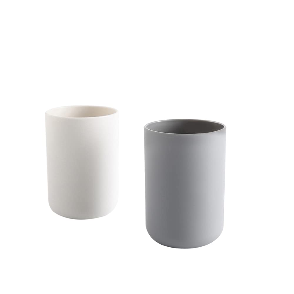 wongwongcat Cup 10.5oz, Japanese-Style Unbreakable Reusable Drinking Cups Set of 2 Colors, Plastic Toothbrush Cup Tumbler 300ml, Dishwasher Safe