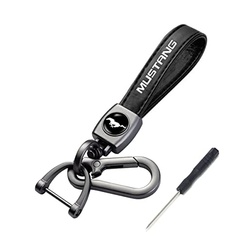 QUBTAN for Mustang Keychain Car Keyring for Men with logo Leather