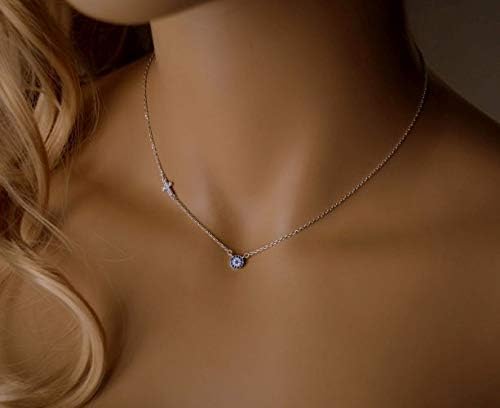 Target Evil Eye Necklace blue sterling silver with cubic zirconia and cross