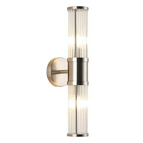 53 discount on Industrial Wall Sconce Brushed Nickel Bathroom Light Fixtures, ECOBRT Indoor Gla