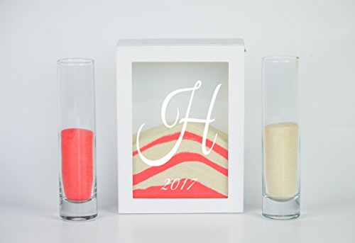 Sand Ceremony Set monogram H- Shadow Box Wedding Sand Ceremony Set - Unity Sand Ceremony Set - Beach Wedding Decor - Unity Candle Set - Sand Set