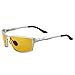 HD Polarized Anti-Glare Safety Glasses for Night Driving and outdoor activities (Silvery Frame1, Yellow)