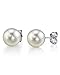 THE PEARL SOURCE 14K Gold 7-8mm AAAA Quality Round White Freshwater Cultured Pearl Stud Earrings for Women
