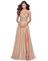 Miao Duo Women's Lace Appliqued Chiffon Prom