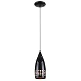 Westinghouse 6100900 Contemporary One-Light Adjustable Mini Pendant with Handblown Black Glass Shade, Black Finish (Tools & Home Improvement)
