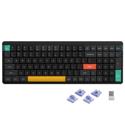 nuphy Air96 V2 Wireless Mechanical Keyboard,100 keys RGB Backlit Keyboard,Supports Bluetooth 5.1,2.4G and Wired Connection,for PC/Laptop/Windows/Mac -Black Gateron Wisteria Switch