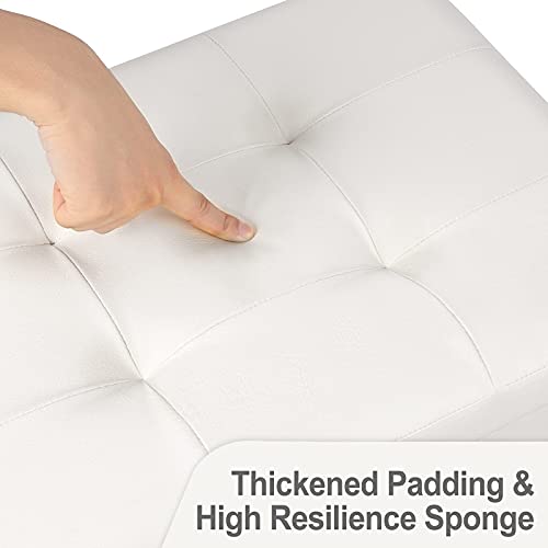 Camabel Pouf Contenitore Ottomane Puff Poggiapiedi Sgabello Pieghevole Portata Cassapanca Contenitore Carico Fino a 150 kg Beige110L in Ecopelle