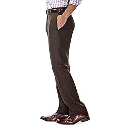 Haggar mens Eclo Stria Expandable-waist Plain-front