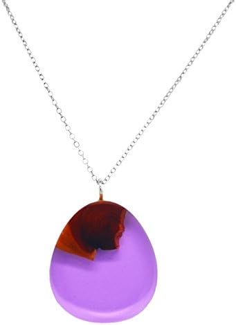 KINGSIN Handmade Purple Resin Pendant Secret Wood Resin Necklaces Jewelry for Women