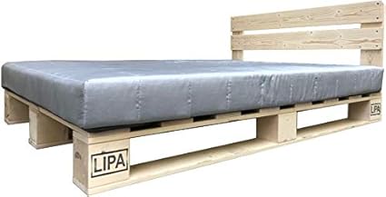 LIPA Palettenbett mit Kopfteil Massivholzbett Paletten Bett Holz 90 100 120 140 160 180 200 x 200cm hergestellt in BRD (140 x