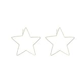 Star Hoop Earrings Large Geometric Dangle Hoops