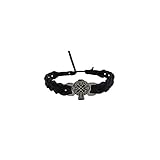 Celtic Cross Friendship Bracelet Braided Faux Leather Black