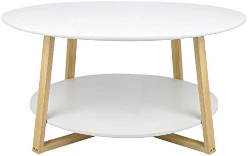 Ebtools 2 Ebenen Runder Couchtisch Holz Beistelltisch Wohnzimmertisch Nachttisch Kaffeetisch Sofatisch Weiss 90x90x45 Cm Nur Nach Deutschland Liefern Amazon De Kuche Haushalt