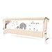 BABY BBZ 59inch Bed Rail - Single Foldable Safety Bedrail with Ventilated Mesh for Toddlers - Queen Size Bed Guard for Kids - Elephant Print - Safe Sleep (Beige Color)