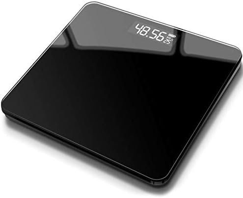 Rechargeable Electronic Scale,Digital Body Weight Scale with Mini LCD Display,Thermometer with a Temperature Sensor,High Precision Measurements(Piano Black)