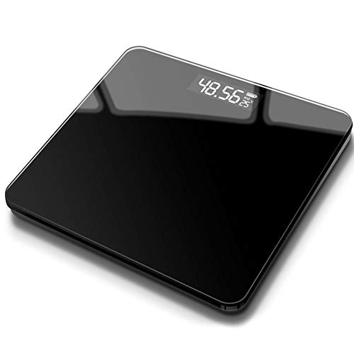 Rechargeable Electronic Scale,Digital Body Weight Scale with Mini LCD Display,Thermometer with a Temperature Sensor,High Precision Measurements(Piano Black)