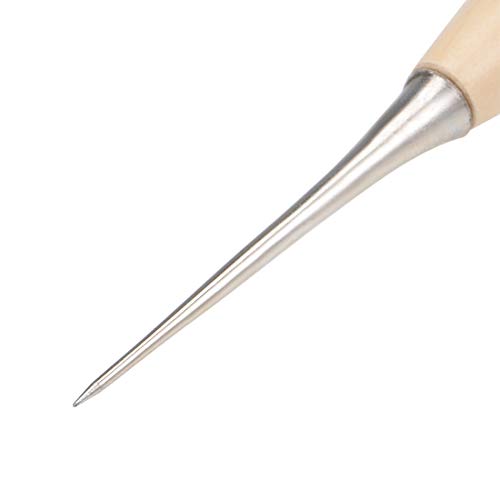 uxcell Leather Sewing Awl Wood Handle Drillable Awl Pin Punching Hole