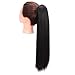 Vigorous Drawstring Yaki Kinky Straight Ponytail Extension Long Straight Hair Bun Synthetic Natural Color Heat-resistant Hairpiece with Clip In Drawstring (22 inch 0.28 lb)