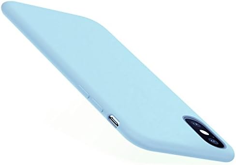iPhone X case, iPhone 10 Case, AnsTOP [Support Wireless Charging] Liquid Silicone Gel Rubber Ultra Slim Fit Shockproof Cover with Soft Microfiber Cloth Cushion for Apple iPhone X (2017) - Light Blue