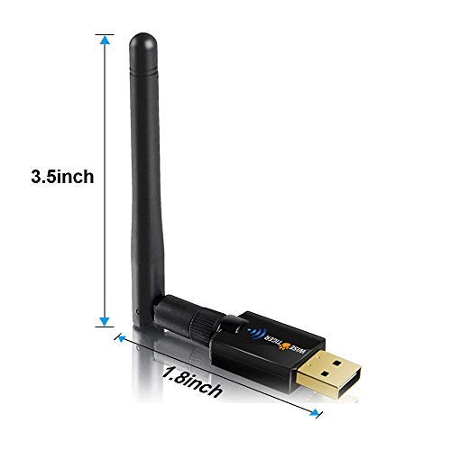 Wifi Adapter Ac 600Mbps Dual Band 5Ghz / 2.4Ghz Long Range Wireless Adapter with Antenna Support for Win Vista /7/8/8.1/10/XP/MAC10.5 -10.12 – Install Fast , Just 3 Minutes