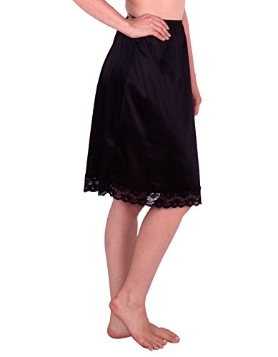 Under Moments Classic Vintage Half Slip with Lace Details 23" (Black-XL)