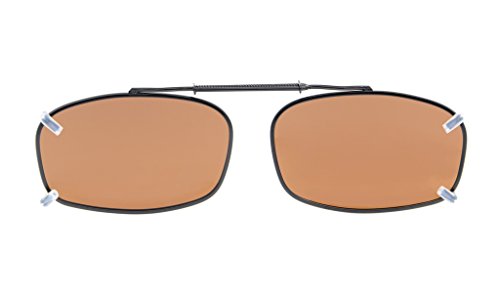 Eyekepper Metal Frame Rim Polarized Lens Clip On Sunglasses 2"x1 1/4" Brown Lens