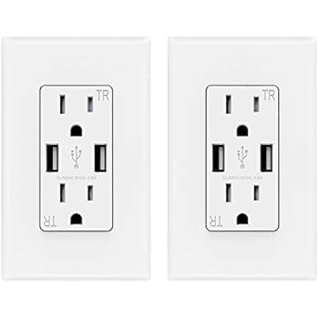 ELEGRP USB Charger Wall Outlet, Dual High Speed 3.6 Amp USB Ports, 15