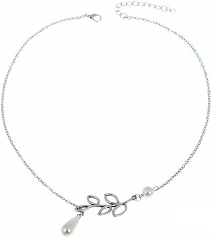 Zaioo Leaf Simulated Pearl Pendant Y Necklace Lariat Quality 925 Sterling Silver Filled Women Jewelry