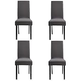 Homluxe Knit Spandex Stretch Dining Room Chair Slipcovers (4, Gray Knit)