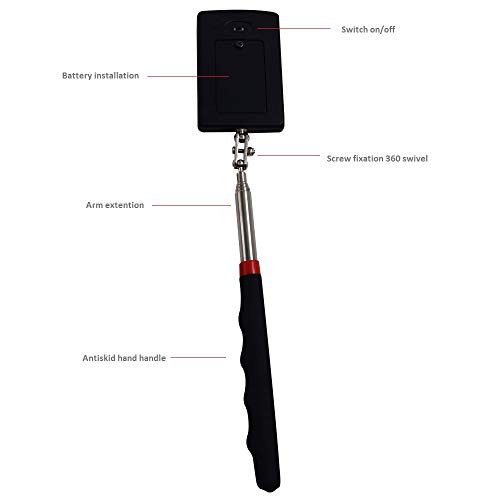 SUPERYO Telescoping Inspection Mirror LED Lighted Flexible Mechanics Detection Mirror 360 Swivel for Industrial Home Use