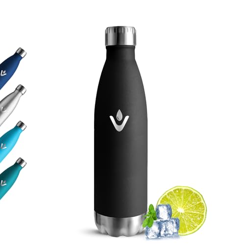 Borraccia Termica, Borraccia 500ml Senza BPA, Isolato Sottovuoto, Borracce Termiche a Prova di Perdite, Bottiglia Termica, Riutilizzabile Borraccie Acciaio Inox per Corsa, Fitness, Esterni