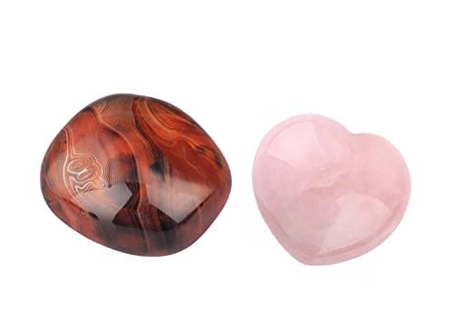 Rockcloud Polished Crystal Palm Stones Set, Hand Carved Worry Stone Pocket Stone for Home Office Decor, Pack of 2