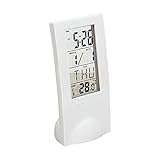Hippih Transparent Digital Alarm Clock with LCD Display,Auto Time Set with Thermometer Calendar (White)