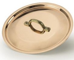 Pentole Agnelli ALCU12916 Lid with Bridge in Brass, Smooth Copper, Hand-Tinned, 16 cm