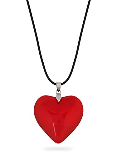 OJERRY Y2K Aesthetic Simple Chunky Glass Red Heart