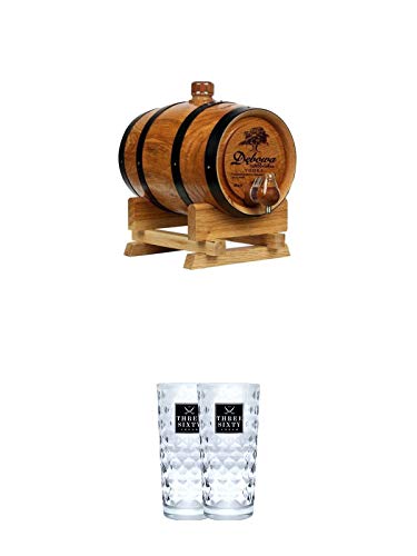 Debowa Polska im FASS polnischer Wodka 1,0 Liter + Three Sixty Vodka Gläser 2 Stück