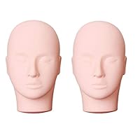 Yephets Pro Training Mannequin Flat Head Practice Make Up Eye Lashes Eyelash Extensions,Practice Training Head Manikin Cosmetology Mannequin Doll Face Head-2 Pack